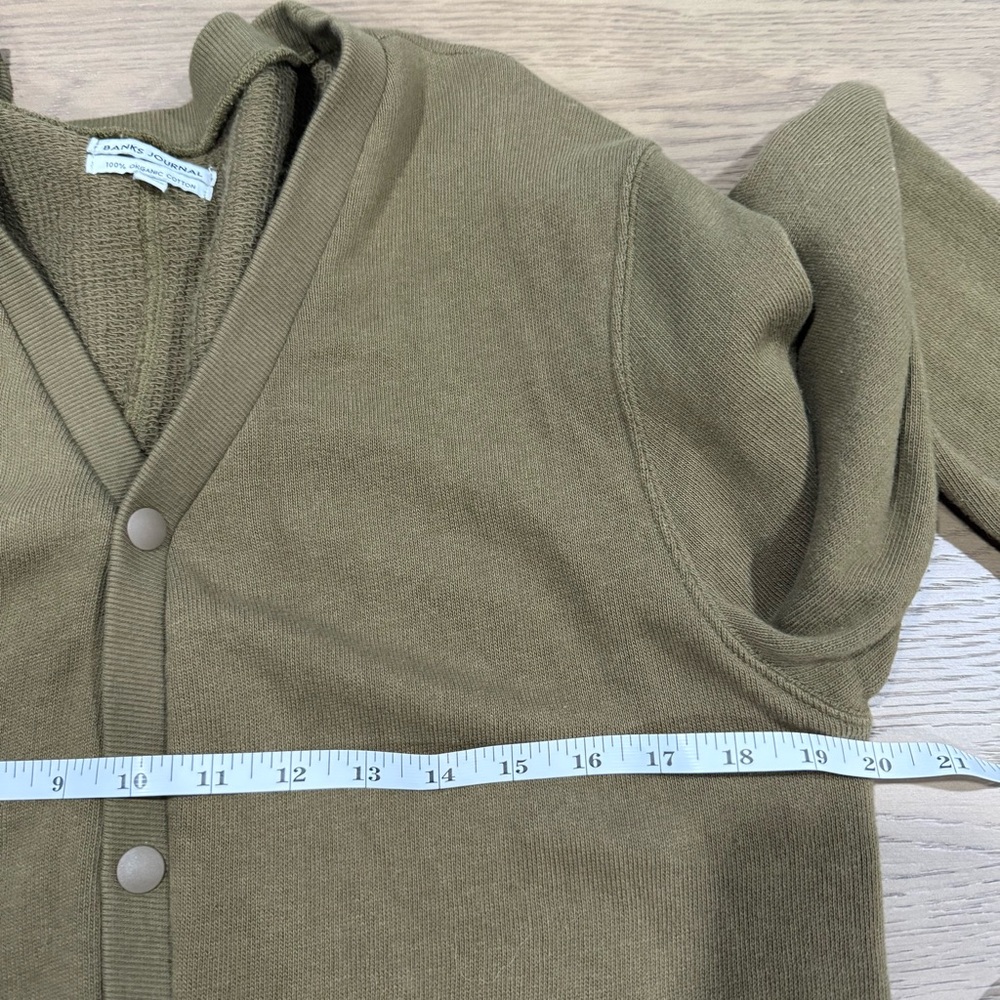 Banks Journal Organic Cotton Cardigan Snap Front Minimalist Streetwear Large - Picture 11 of 11
